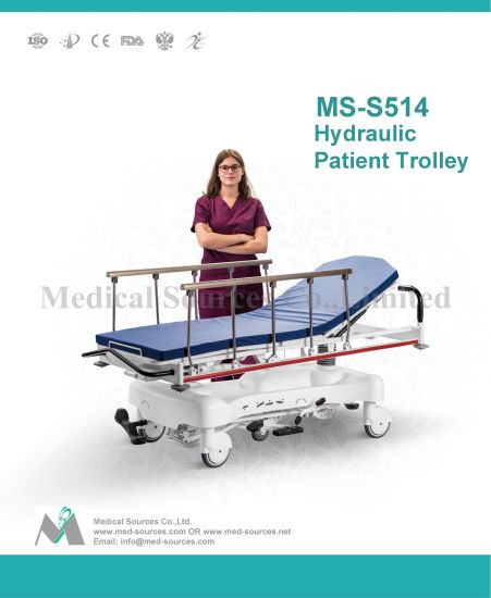 ) Ms-S514) Civière hydraulique hydraulique multifonctionnelle de transport patiente d'ambulance d'hôpital